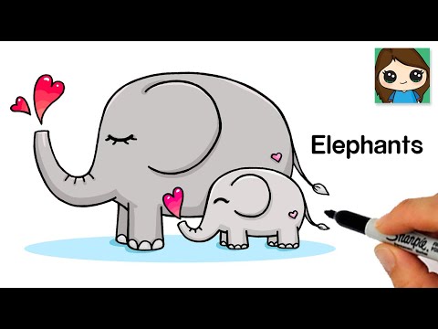 How to Draw Elephants Easy Mommy and Baby