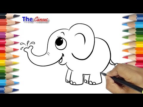 How to draw a cute elephant Step By Step For Beginners  Simple elephant drawing for kids