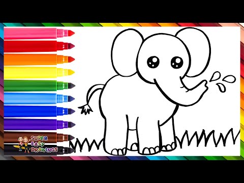 How To Draw An Elephant  Drawing And Coloring A Cute Elephant  Drawings For Kids