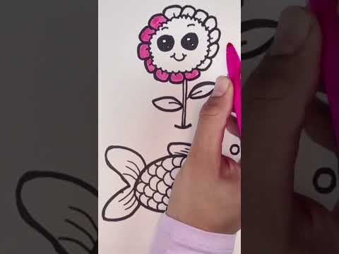 How to Draw a Flower amp a Fish Coloring For Kids amp Toddlers  Letter F shorts