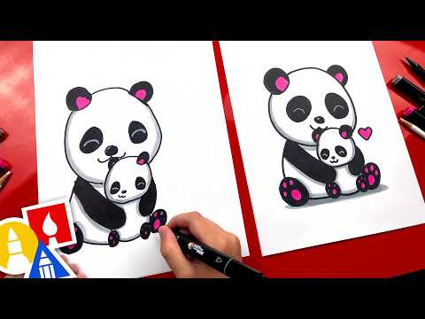 How To Draw Mom And Baby Panda