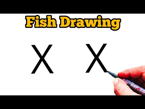 How to draw Fish From XX Letter  Easy Fish Drawing  Letter Drawing