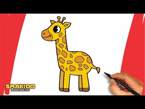 How to Draw Giraffe For Kids and Beginners  Easy Giraffe Drawing Step by Step Tutorial