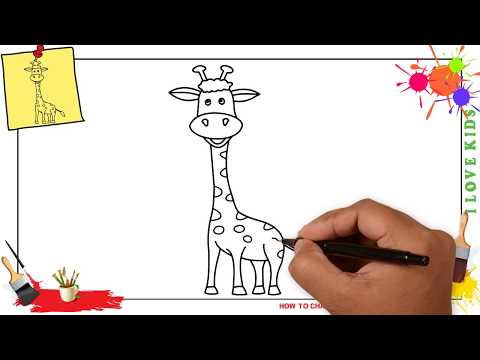 How to draw a giraffe 3 EASY amp SLOWLY step by step for kids and beginners