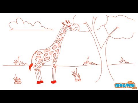 How to Draw a Giraffe  Step By Step Drawing for Kids  Educational Videos by Mocomi