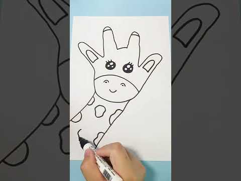 Teach you to draw with the palm of a cute giraffe stick figure tutorial for children Palm drawing