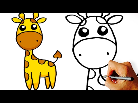 Very Easy How to Draw Cute Cartoon Giraffe Art for Kids