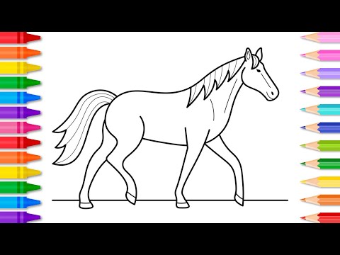 How to Draw a Horse for Kids Easy Step by Step  Horse Drawing and Coloring Page for Kids