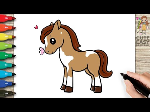 How to Draw Cute Horse  Draw Horse and Butterfly Simple and Easy