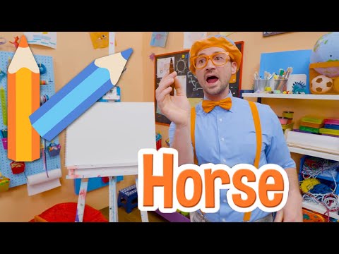 Blippi Learns How To Draw A Horse  EASY ART FOR KIDS  Blippi39s Drawing Lesson shorts
