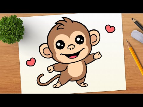 How To Draw A Cute Monkey  Draw So Cute Easy Step by Step 