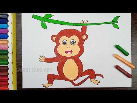 How To Draw Monkey  Monkey Drawing          Monkey  Smart Kids Art
