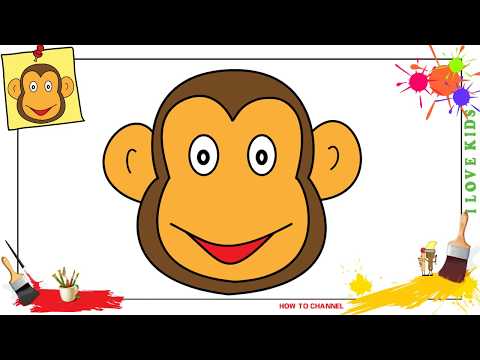 How to draw a monkey face EASY step by step for kids and beginners