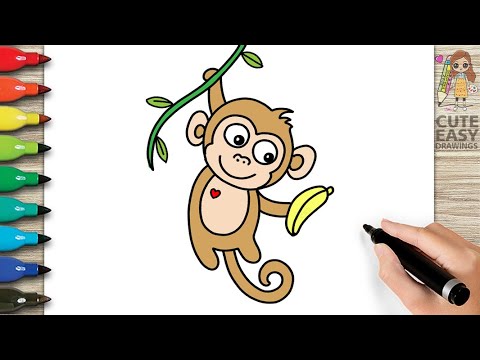 How to Draw Monkey Easy Step by Step  Draw Monkey and Banana Easy