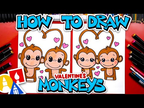 How To Draw Valentine39s Day Monkeys With A Heart Tail