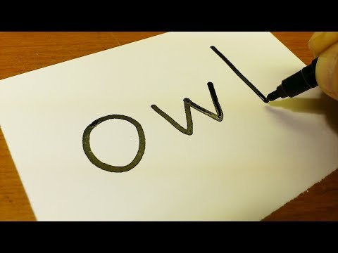Very Easy  How to turn words OWL into a Cartoon   Drawing doodle art on paper