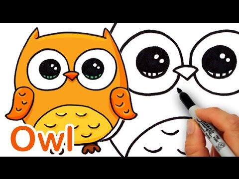How to Draw a Cute Cartoon Owl Easy step by step