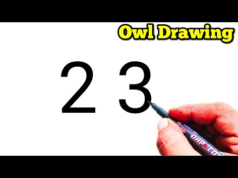 How to Draw Owl From Number 23  Easy Owl Drawing  Number Drawing