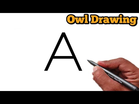 How to draw owl for beginners  Owl Drawing From letter A  Bird Drawing