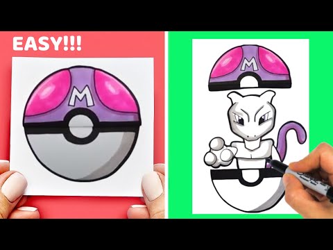 A Pok Ball Folding Surprise  Easy Cute Drawing  Pokmon  How to Draw a MEWTWO SURPRISE FOLD