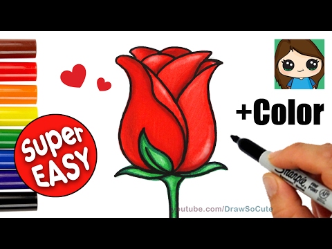 How to Draw  Color a Rose Super EASY Realistic
