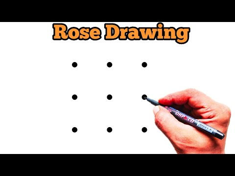 ROSE Drawing Easy  How to Draw a Rose step by step  Dots Drawing