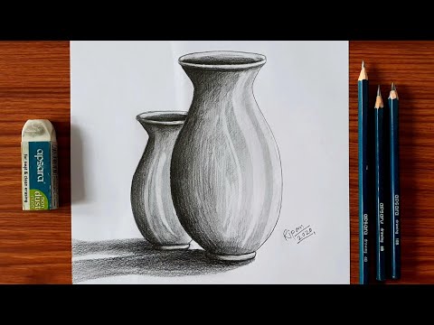 Still Life Drawing Step By Step  Pencil Shading Process of Pots  Pencil Drawing For Beginners 