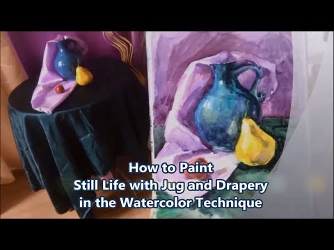 Art Painting Free Video Lesson  How to Paint a Still Life  Jug and Fruits in Watercolor Painting
