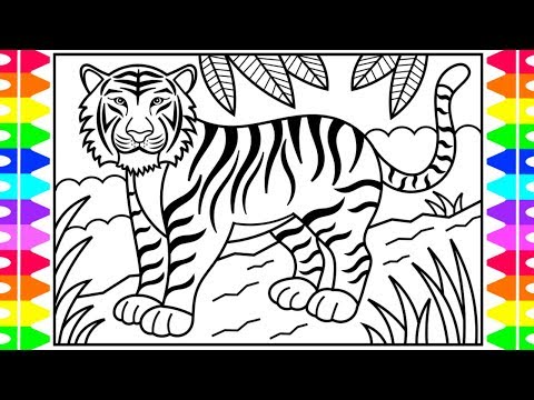 How to Draw a TIGER for Kids  Tiger Drawing for Kids  Tiger Coloring Pages for Kids