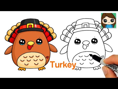 How to Draw a Turkey Easy  Cute Thanksgiving Art
