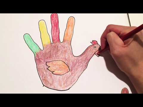 Draw a thanksgiving turkey with your hand