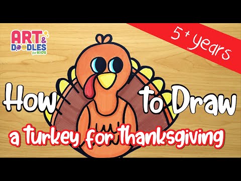 How to draw a CUTE TURKEY for kids