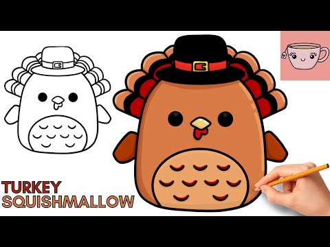How To Draw Turkey Pilgrim Squishmallow  Thanksgiving  Cute Easy Step By Step Drawing Tutorial