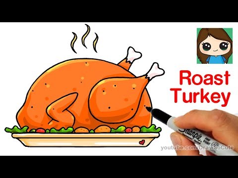 How to Draw a Roast Turkey Dinner Easy  Realistic