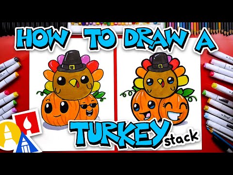 How To Draw A Thanksgiving Turkey Pumpkin Stack