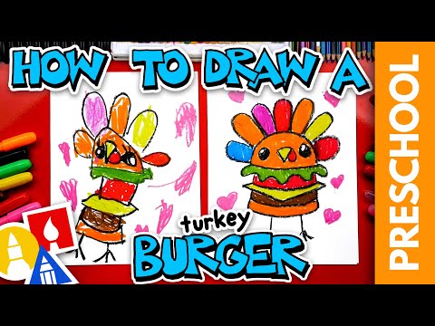 How To Draw A Funny Turkey Burger  Preschool