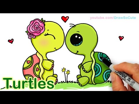 How to Draw Turtles Sweet and Cute step by step