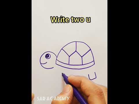 How to draw a turtle with alphabets  Draw so cute turtle for kids