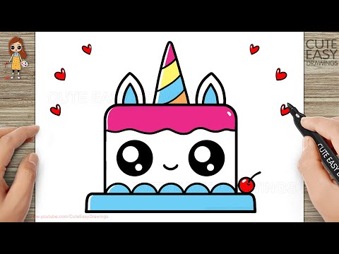 How to Draw a Cute Unicorn Cake Easy for Kids and Toddlers