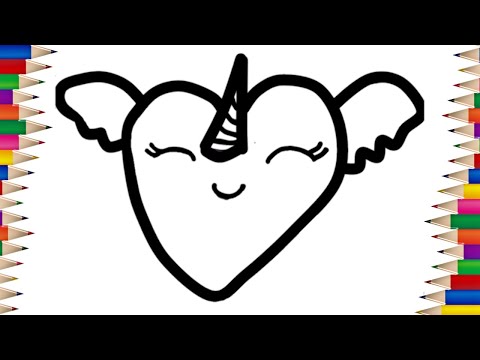 How To Draw A Cute Unicorn Heart For Kids