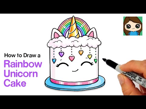 How to Draw a Rainbow Unicorn Cake 
