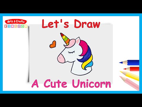 How To Draw A Cute Unicorn  Easy Step By Step Drawing for Kids HowToDraw KidsArt