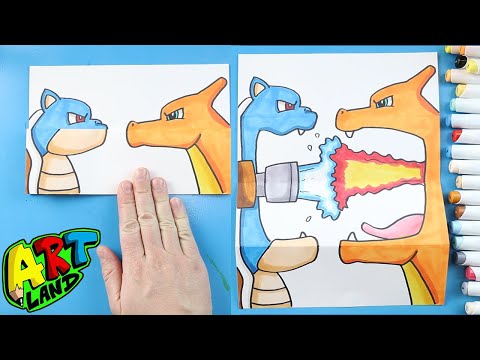 How to Draw a Charizard vs Blastoise Surprise Fold