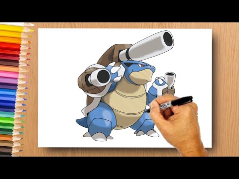 How to Draw Blastoise  How To Draw Mega Blastoise step by step  Colouring Academy