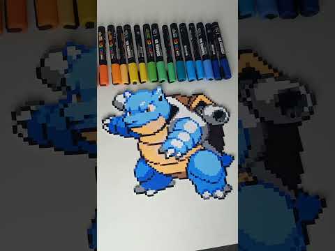 Drawing Blastoise with Posca Markers Pixel Art Satisfying Shorts