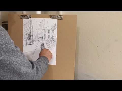 Charcoal Drawing Demo Session City Buildings by Artist JOSE TRUJILLO