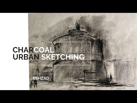 Charcoal Urban sketch from an old building