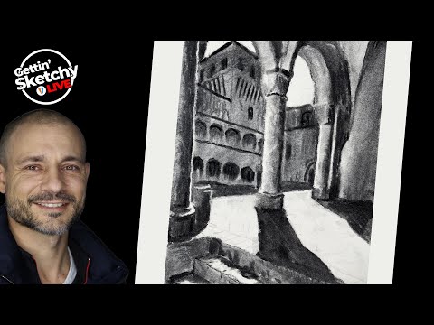 Live Drawing  Architectural Rendering with Charcoal