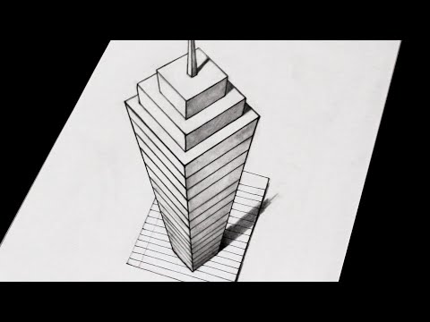 How to Draw 3D Skyscraper Easy Anamorphic Building Step by Step