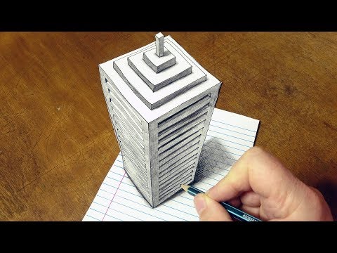 How To Draw A 3d Skyscraper On Line Paper